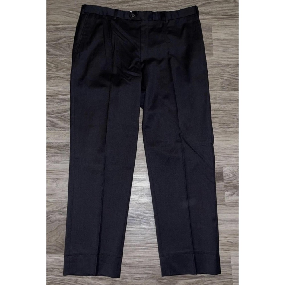 Pal Zileri Dress Pants Mens 38x30 Black Wool Pleated Lined Straight Leg Italy
